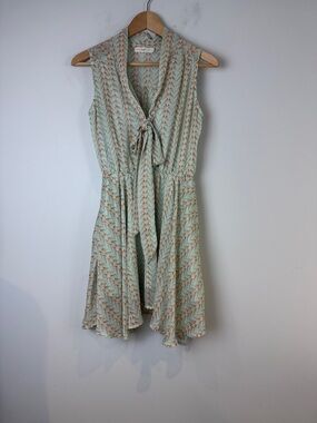 Hazel Mint and Coral Bird Print Mini Dress